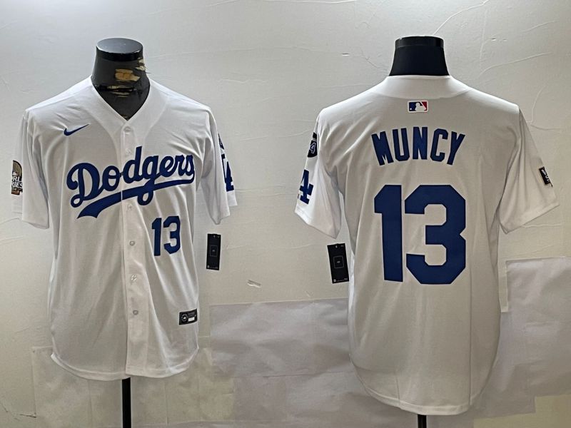 Men Los Angeles Dodgers 13 Muncy White Game 2024 Nike MLB Jersey style 11203